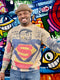 Winter Superman Print Knitted Sweater