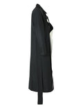 Black Topstitched LongTrench Coat