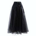 Black Denim Patchwork Skirt