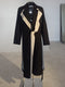 Black Topstitched LongTrench Coat
