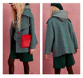 Winter Red Fur Pockets Wool Coat