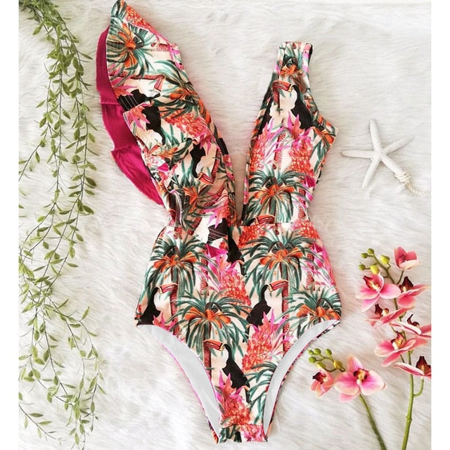 Floral Ruffle One Piece Swimsuit – Eclectic Vibist