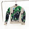 Autumn Green Print Casual Turtleneck
