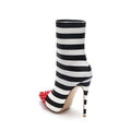 Pointed Toe Stripe Ankle Boots